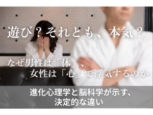 遊び？それとも、本気？なぜ男性は「体」、女性は「心」で浮気するのか進化心理学と脳科学が示す、決定的な違い